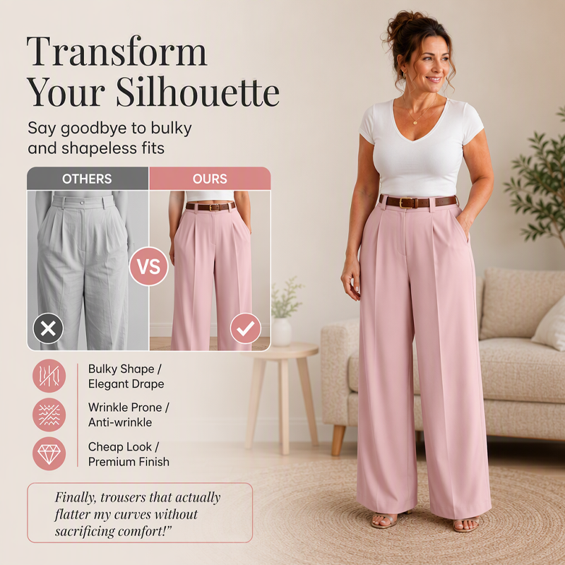 🌸Hot Sale 50% OFF💖Women's Elegant High-Waisted Wide-Leg Suit Pants