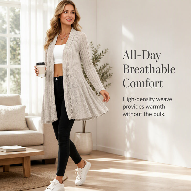 🧶 Effortless Layering | Women's Textured-Knit Open-Front Relaxed Cardigan