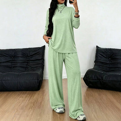 ☁️Women's Turtleneck Top & Wide-Leg Pants Set – Elegant Two-Piece Outfit For Cosy Everyday Style✨