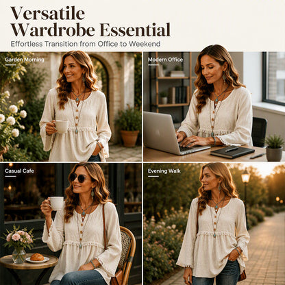 🌸Hot Sale 50% OFF💖Women's Casual Loose Long Sleeve Fringe Top