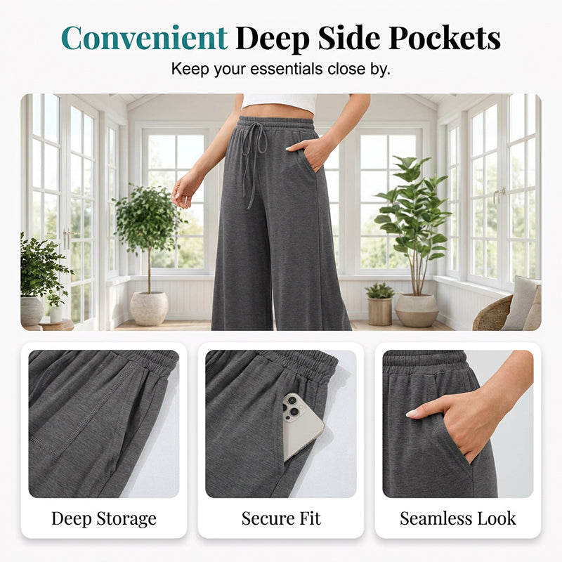 Women's Casual Wide-Leg Pants with Ruffle Hem