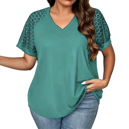 Women's Elegant Lace Patchwork V-Neck Top