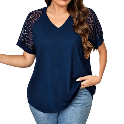 Women's Elegant Lace Patchwork V-Neck Top