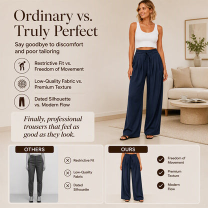 ⌛Limited-Time Offer✨Women's Casual Flowy Pleated Wide-Leg Pants – Flowy Relaxed Fit Pants For Effortless Everyday Elegance🤍