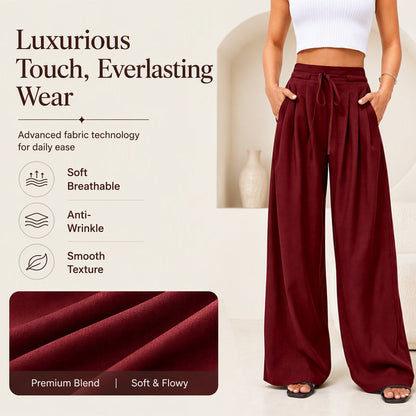 ⌛Limited-Time Offer✨Women's Casual Flowy Pleated Wide-Leg Pants – Flowy Relaxed Fit Pants For Effortless Everyday Elegance🤍