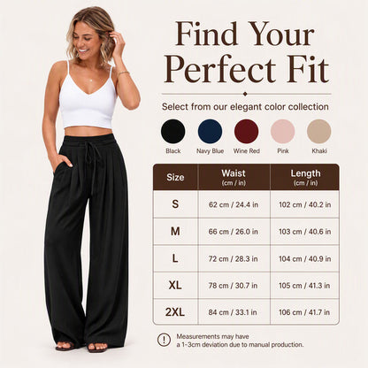 ⌛Limited-Time Offer✨Women's Casual Flowy Pleated Wide-Leg Pants – Flowy Relaxed Fit Pants For Effortless Everyday Elegance🤍