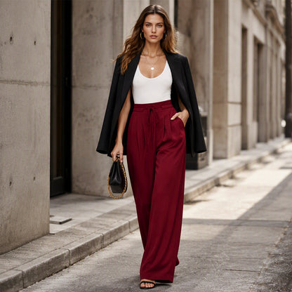 ⌛Limited-Time Offer✨Women's Casual Flowy Pleated Wide-Leg Pants – Flowy Relaxed Fit Pants For Effortless Everyday Elegance🤍