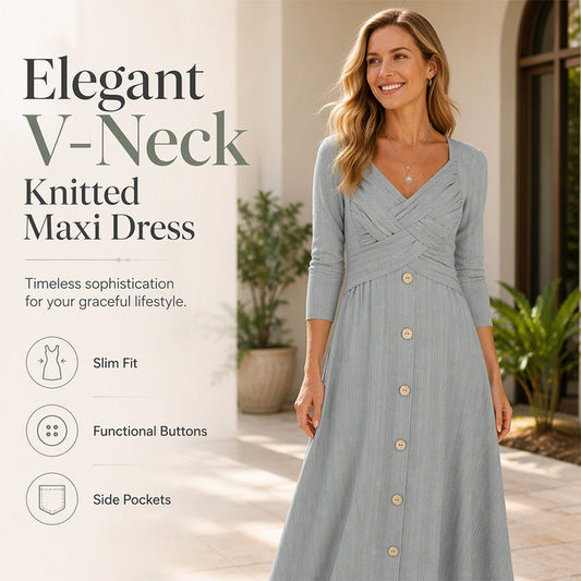👖✨ Women's Casual Cross-Front V-Neck Cotton Dress