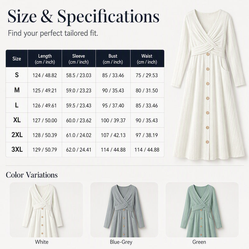👖✨ Women's Casual Cross-Front V-Neck Cotton Dress