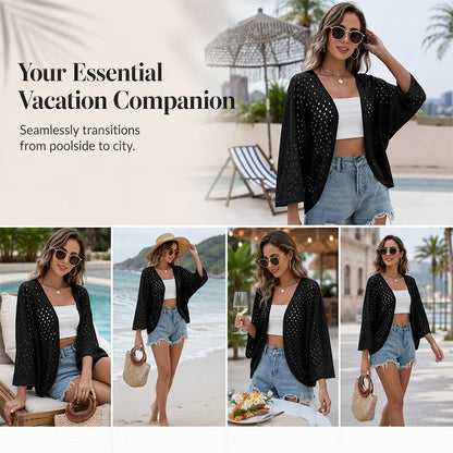 🌸 50% OFF TODAY! 👗 The Easy Summer Layer You’ll Wear Everywhere ✨ Lightweight Openwork Cardigan for Holidays, Evenings & Everyday Outfits