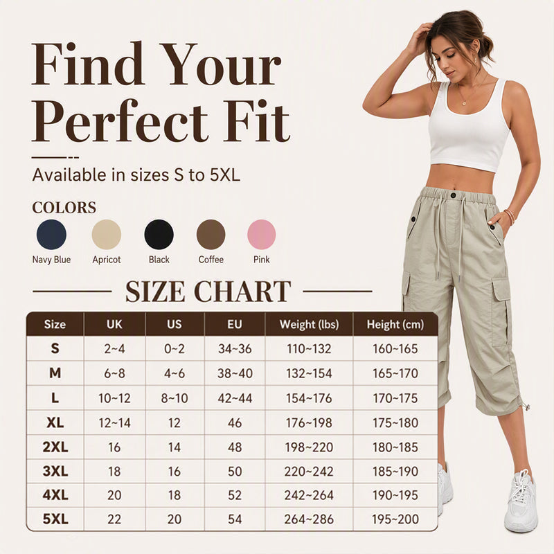 Hot Sale 50% OFF💖Women’s Lightweight Quick Dry Cargo Capri Trousers, Utility Everyday Outdoor Pants