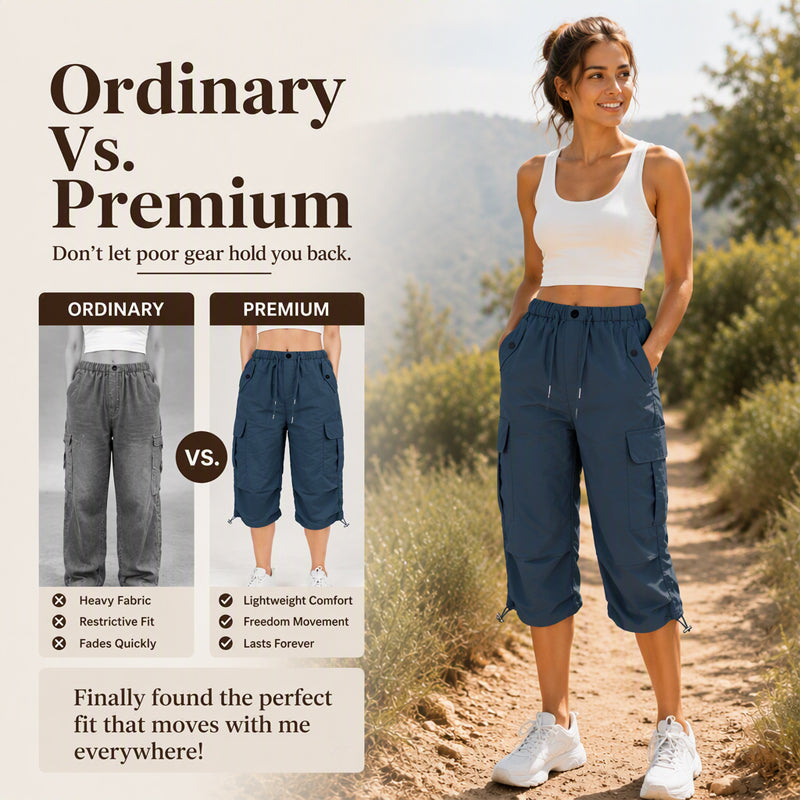 Hot Sale 50% OFF💖Women’s Lightweight Quick Dry Cargo Capri Trousers, Utility Everyday Outdoor Pants