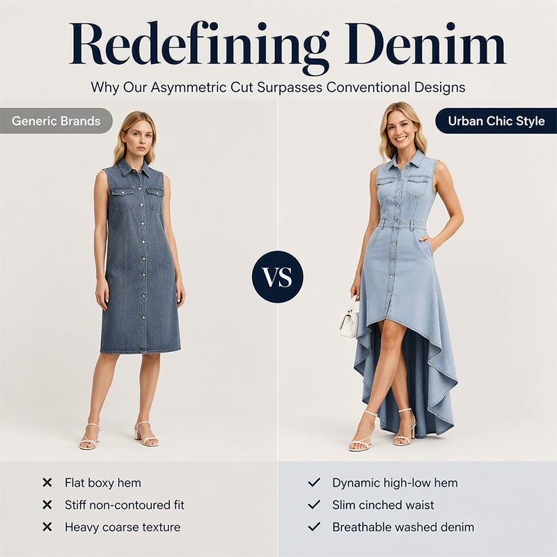 ✨ Women's Sleeveless Denim Midi Dress – Chic Asymmetrical Hem For Effortless Everyday Style 👗