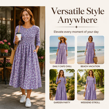⏰Last Day Sale 50% Off💃Women's Smocked Floral Print Dress