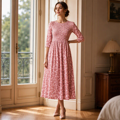 ⏰Last Day Sale 50% Off💃Women's Smocked Floral Print Dress