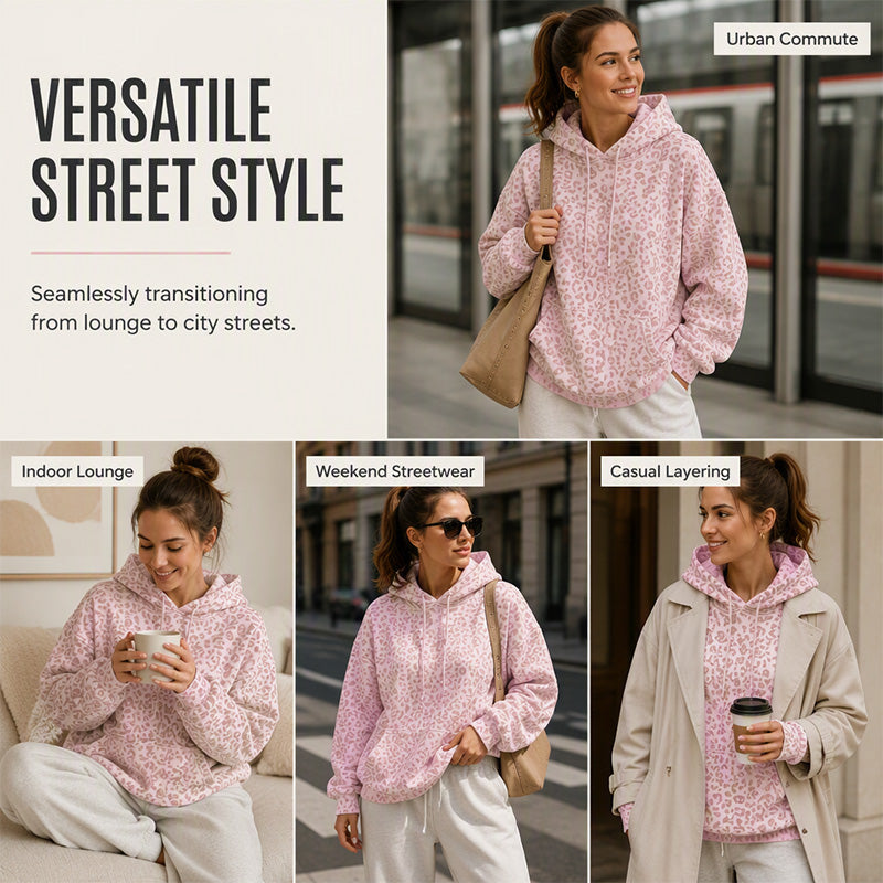 Women's Leopard Print Hooded Sweatshirt