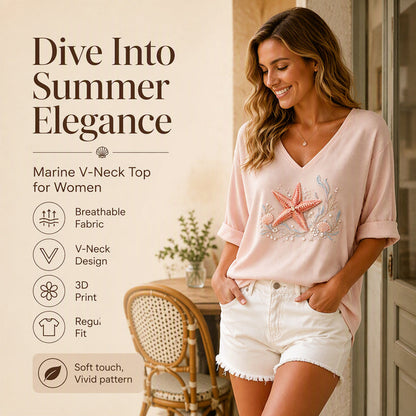 Women's V Neck Printed T-Shirt