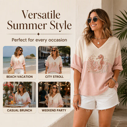 Women's V Neck Printed T-Shirt