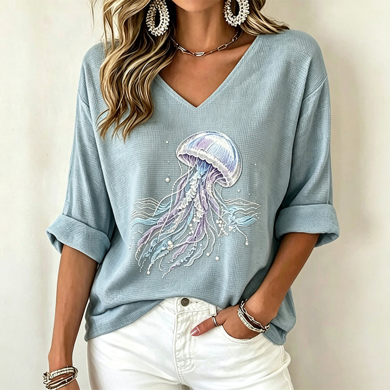Women's V Neck Printed T-Shirt