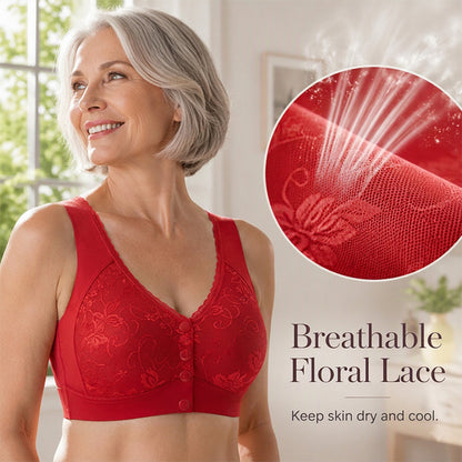 Front Closure Wire-Free Bra for Elderly Women Seamless Vest Style Plus Size