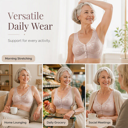 Front Closure Wire-Free Bra for Elderly Women Seamless Vest Style Plus Size