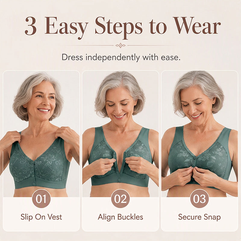 Front Closure Wire-Free Bra for Elderly Women Seamless Vest Style Plus Size