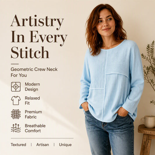 ⏰Last Day Sale 54% Off 💃Women's Crewneck Textured Patchwork Top
