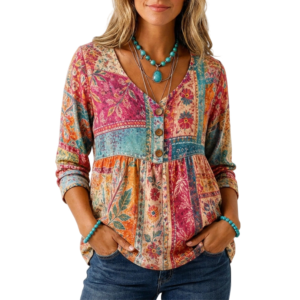✨ Women's Loose Fit V-Neck Casual Blouse – Effortless Style for Everyday Comfort