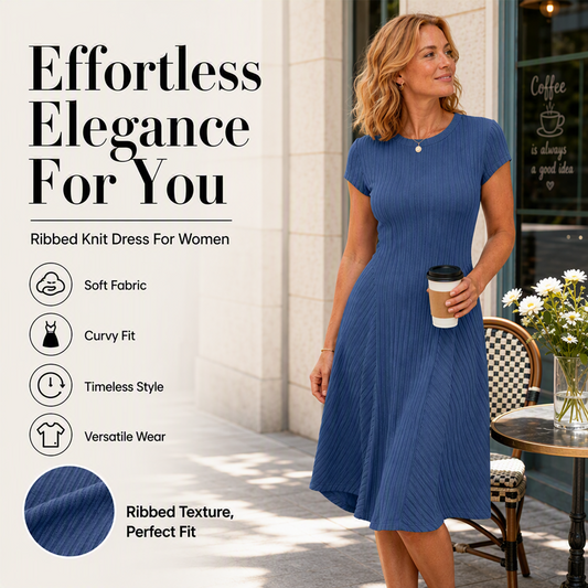 ✨Women's Elegant Brushed Ribbed Knit Dress
