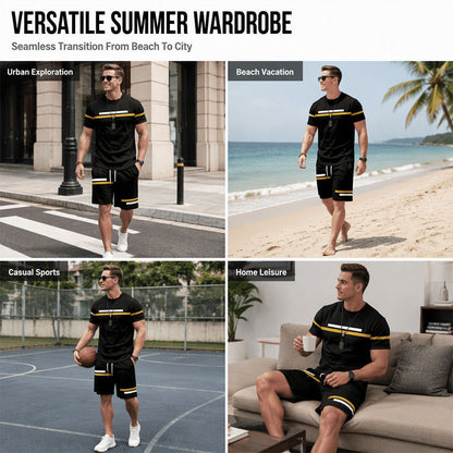 Men's Casual Short Sleeve T-Shirt and Shorts Set