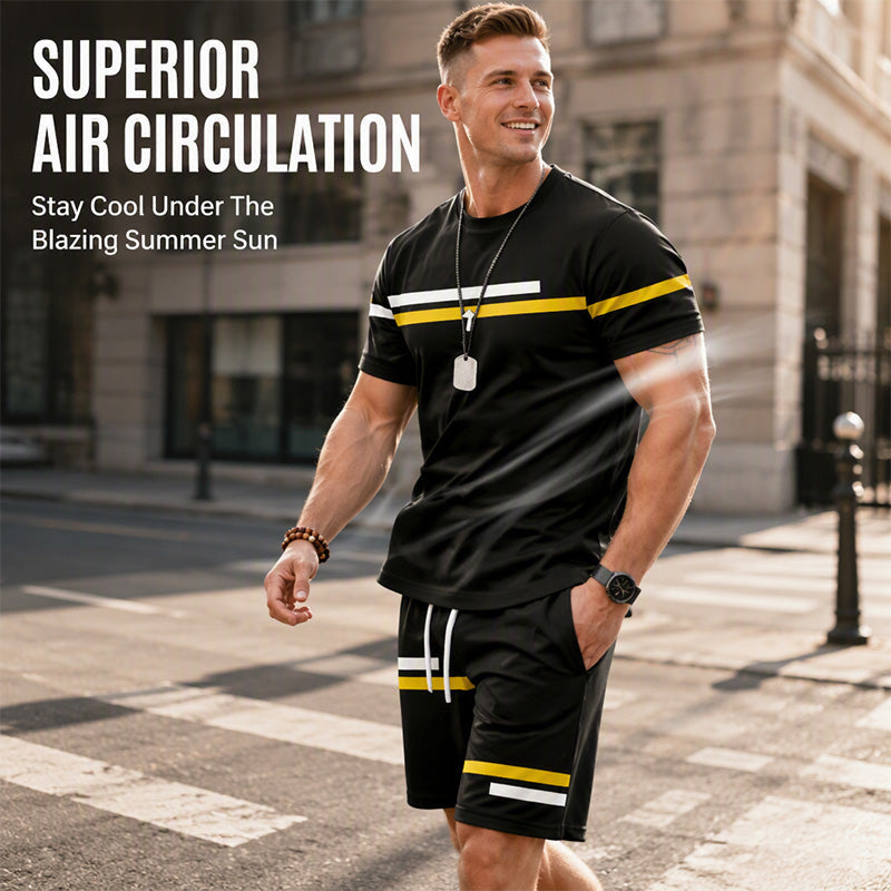 Men's Casual Short Sleeve T-Shirt and Shorts Set