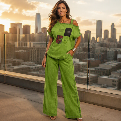 🍂 Women's Off Shoulder Top & Wide Leg Pants