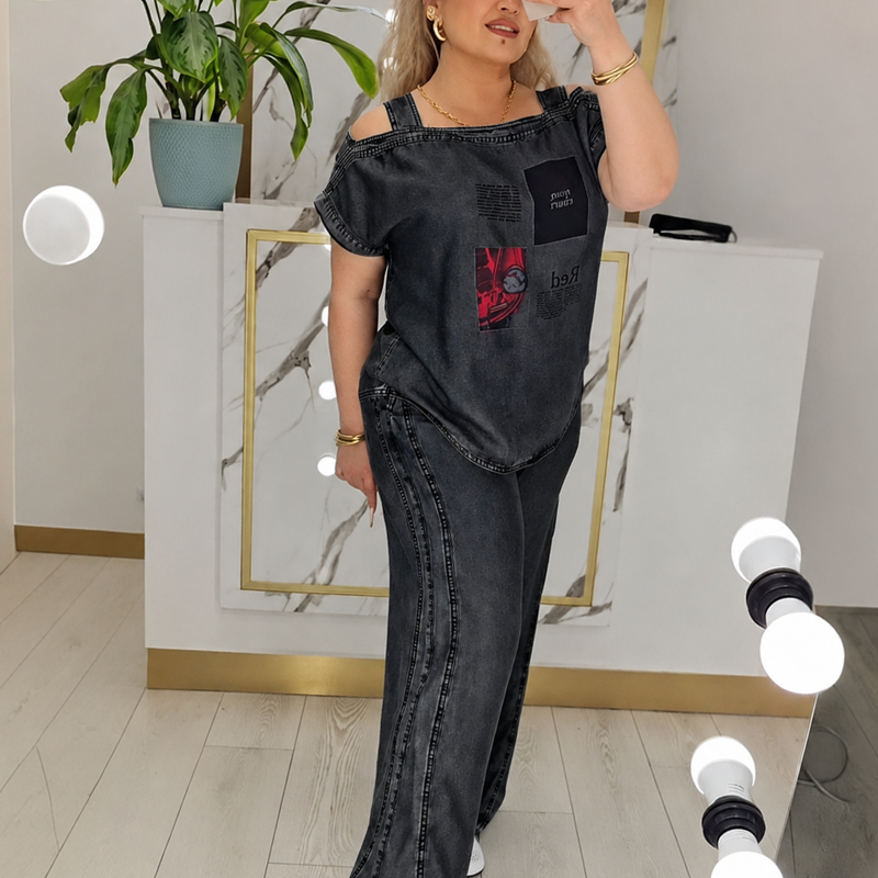 🍂 Women's Off Shoulder Top & Wide Leg Pants