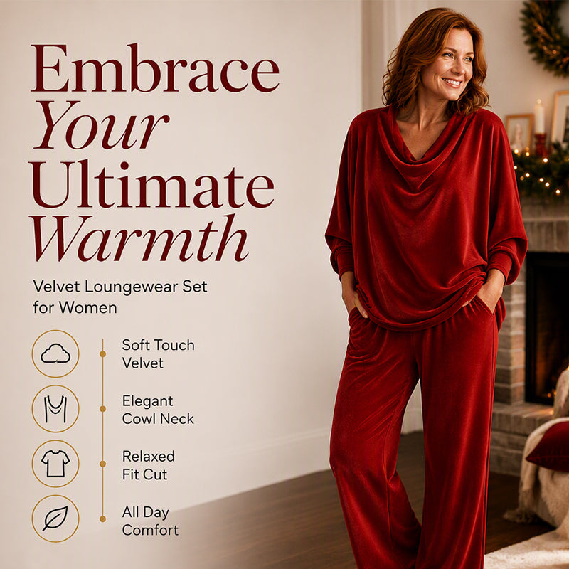 🍂 Women's Cowl Neck Top and Wide-Leg Pants Set – Effortless Elegance for Autumn