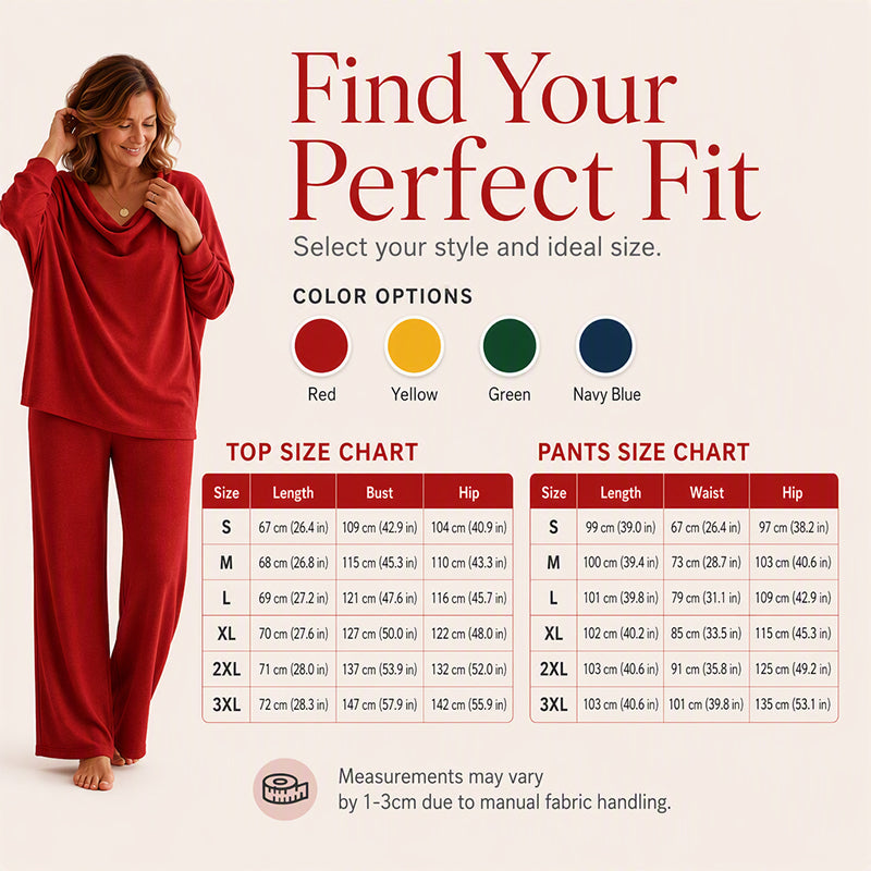 🍂 Women's Cowl Neck Top and Wide-Leg Pants Set – Effortless Elegance for Autumn