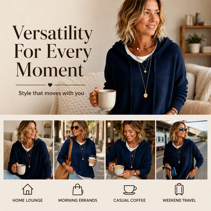 🍂 Women’s Casual Hooded Knit Sweater – Cozy Comfort Meets Effortless Autumn Style