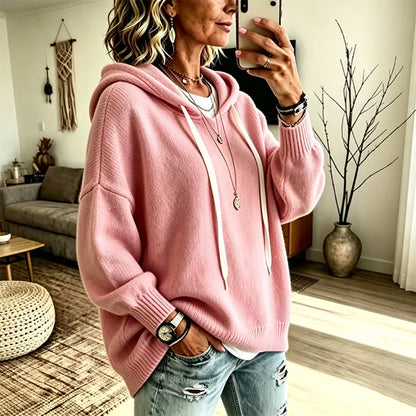 🍂 Women’s Casual Hooded Knit Sweater – Cozy Comfort Meets Effortless Autumn Style
