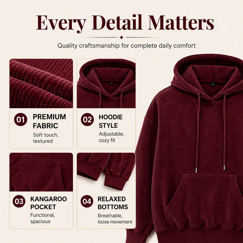 🍂Women's Corduroy Hooded Sweatshirt with Pockets – Cozy Texture Meets Effortless Autumn Style