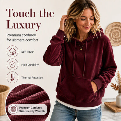 🍂Women's Corduroy Hooded Sweatshirt with Pockets – Cozy Texture Meets Effortless Autumn Style