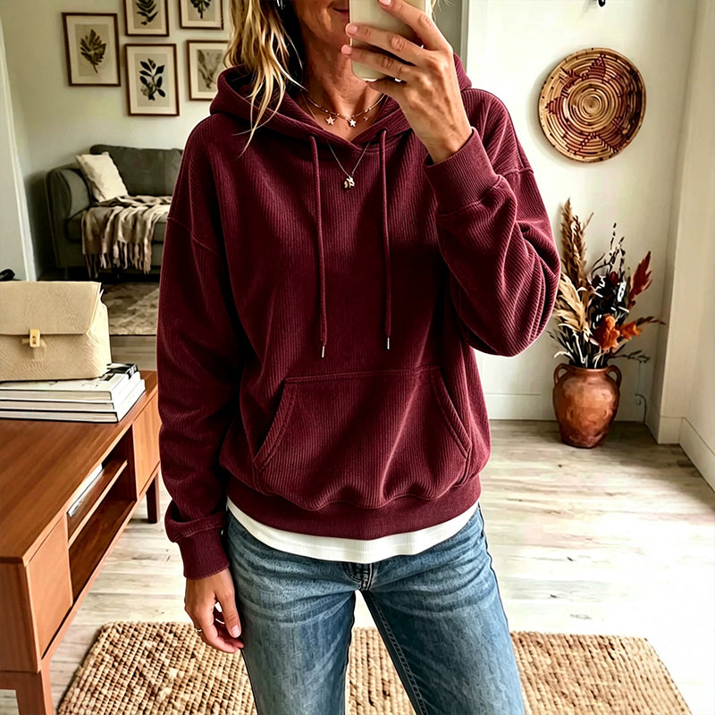 🍂Women's Corduroy Hooded Sweatshirt with Pockets – Cozy Texture Meets Effortless Autumn Style