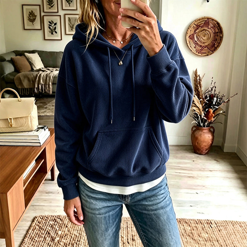 🍂Women's Corduroy Hooded Sweatshirt with Pockets – Cozy Texture Meets Effortless Autumn Style