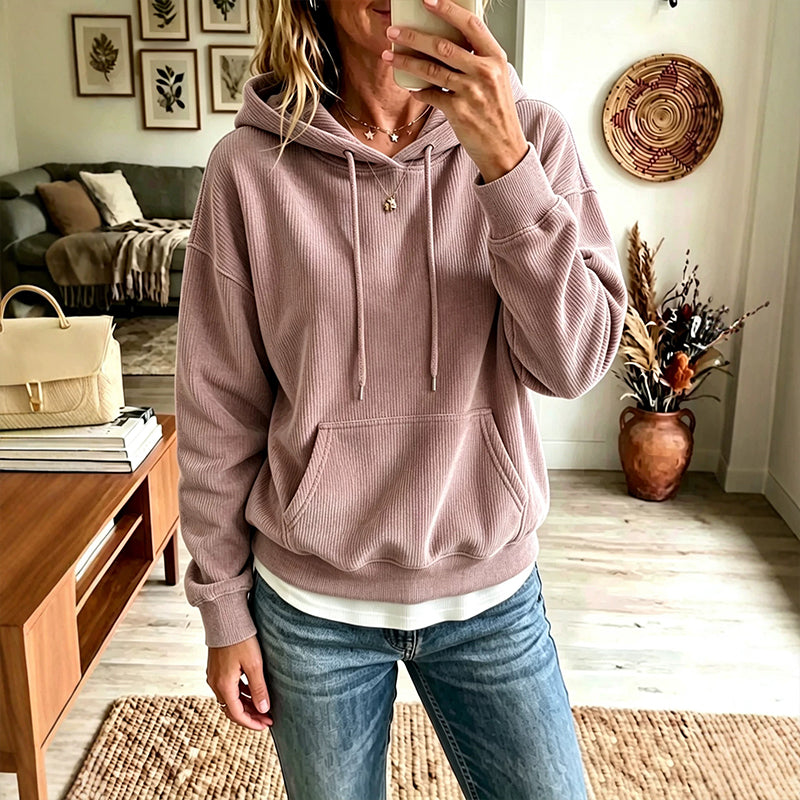 🍂Women's Corduroy Hooded Sweatshirt with Pockets – Cozy Texture Meets Effortless Autumn Style