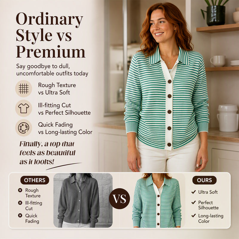 🍂 Women's Striped Knit Cardigan – Cozy Layers & Effortless Autumn Style