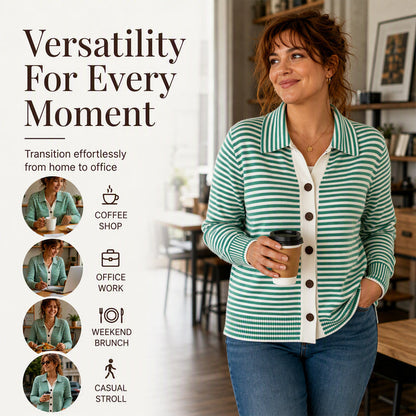 🍂 Women's Striped Knit Cardigan – Cozy Layers & Effortless Autumn Style