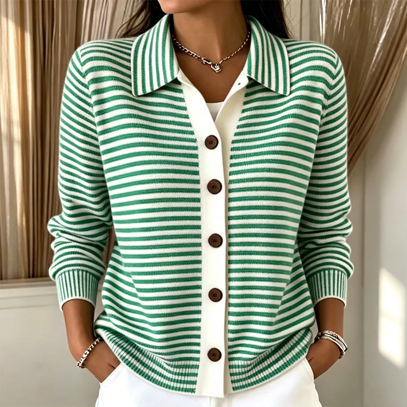 🍂 Women's Striped Knit Cardigan – Cozy Layers & Effortless Autumn Style