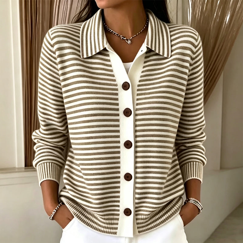 🍂 Women's Striped Knit Cardigan – Cozy Layers & Effortless Autumn Style