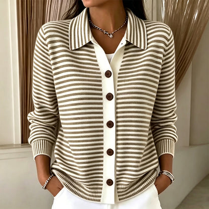 🍂 Women's Striped Knit Cardigan – Cozy Layers & Effortless Autumn Style