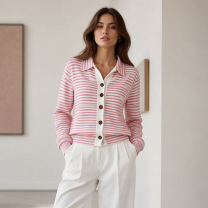 🍂 Women's Striped Knit Cardigan – Cozy Layers & Effortless Autumn Style