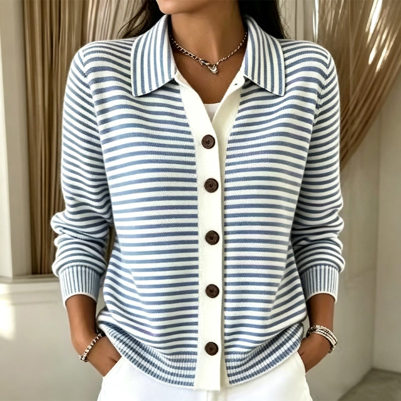 🍂 Women's Striped Knit Cardigan – Cozy Layers & Effortless Autumn Style