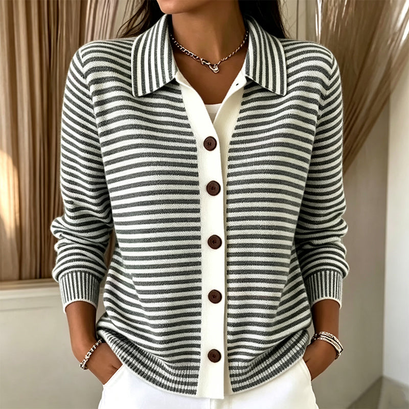 🍂 Women's Striped Knit Cardigan – Cozy Layers & Effortless Autumn Style